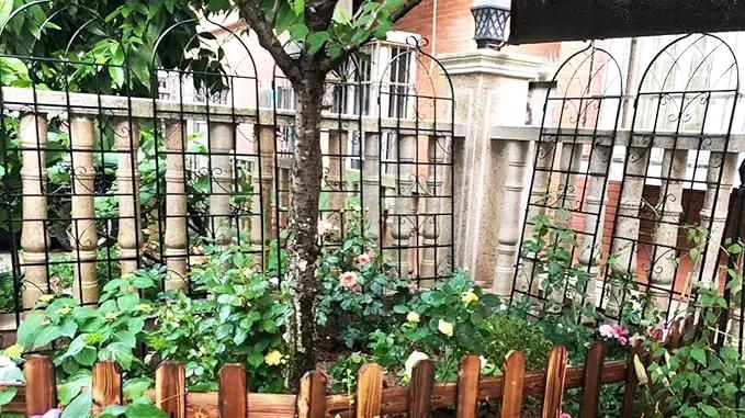 Metal Garden Trellis Rustproof Trellis for Climbing Plants Outdoor Flower Support (Black-4 Pack, 71"x19.7") by GreenHaven Gardens