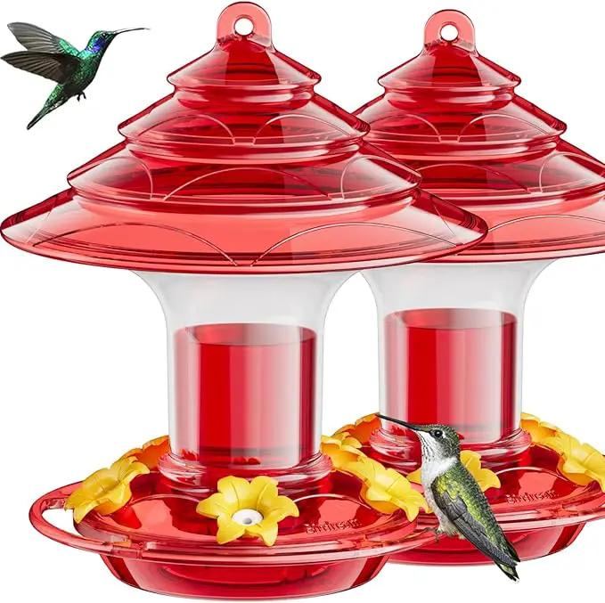 Birdream Hummingbird Feeder for Outdoors Hanging 40oz 10 Feeding Ports, 2 Pack Humming Bird Feeder with Ant Moat Brush Leak Proof - Red by GreenHaven Gardens