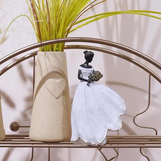 Guichifun Fairy Statue Collection Home Decoration - White Leaf Angel Girls Resin Home Decor for Outside or Inside Rustic Garden Grave Decorations for Cemetery Figurines Gift 5 x 3 x 7.5 Inch by GreenHaven Gardens
