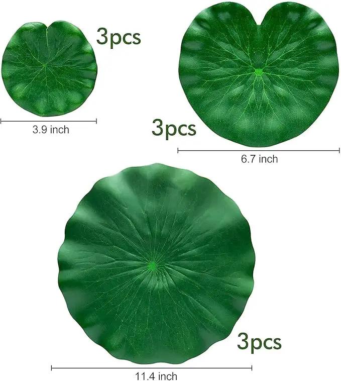 Artificial Lily Pads for Pond, 11in & 6in Artificial Flowers Floating Foam Lotus Flower with Fake Lily Pads, for Pool Garden Koi Fish Pond Aquarium Pool Wedding Decor, 14PCS by GreenHaven Gardens