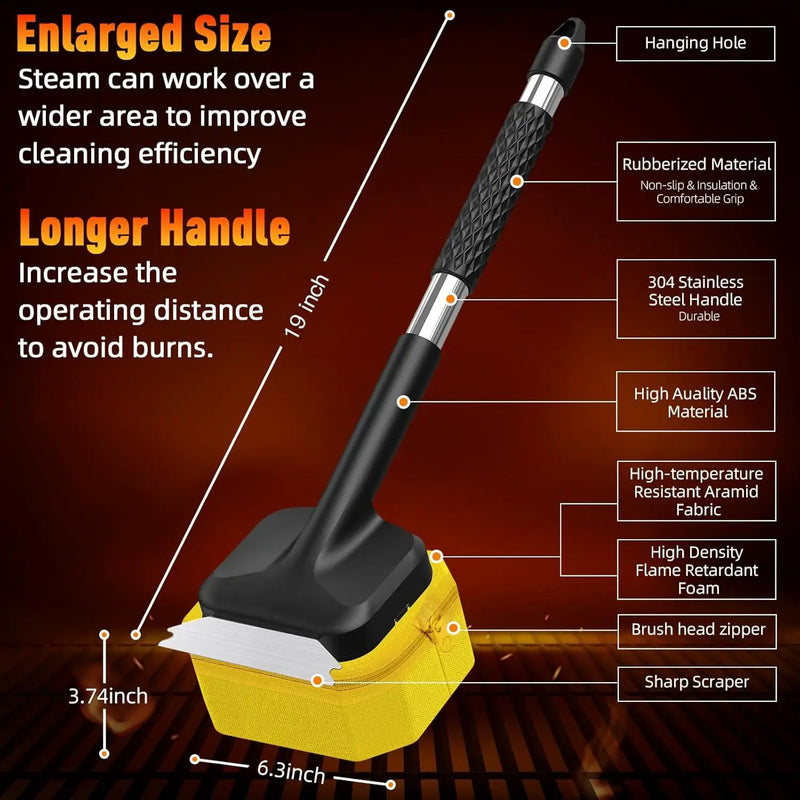 Bristle-Free Steam Cleaning Grill Brush, Safe for All Grill Griddle, Heat-Resistant Head, BBQ Grilling Gift for Men by GreenHaven Gardens