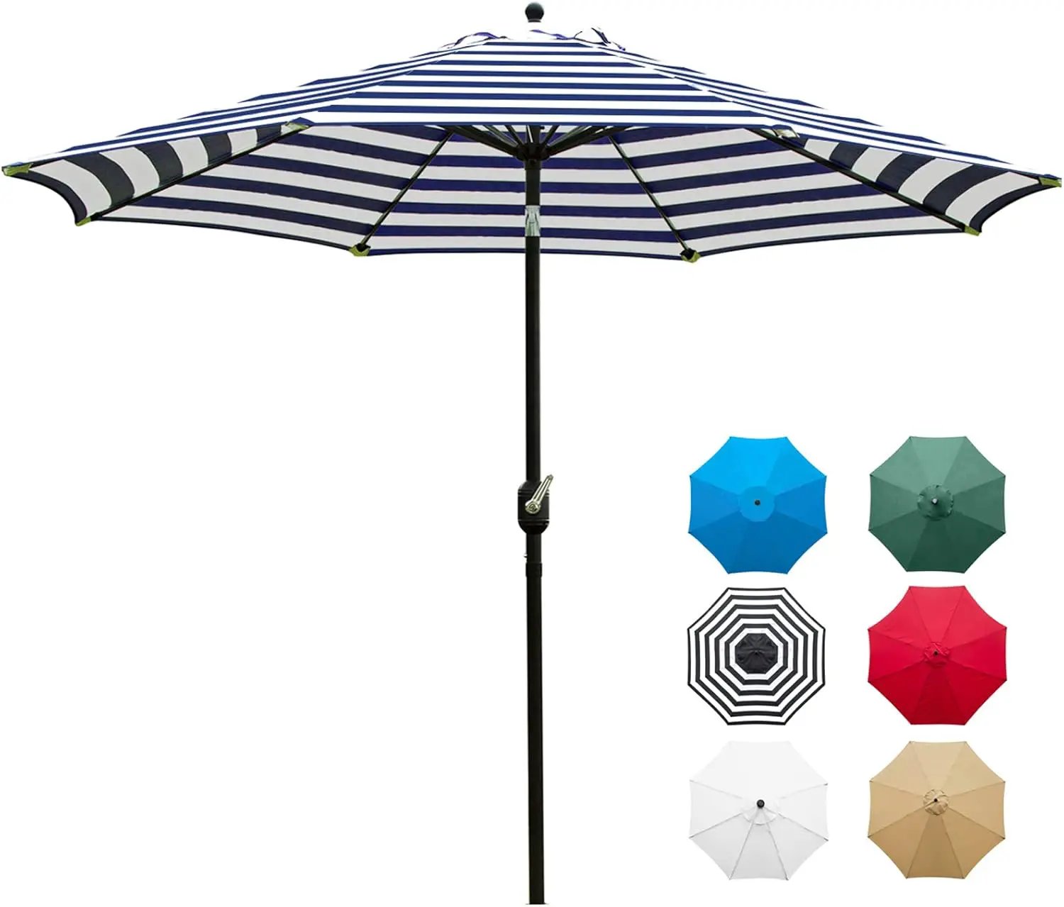 Sunnyglade 9' Patio Umbrella Outdoor Table Umbrella with 8 Sturdy Ribs (Blue and White) by GreenHaven Gardens