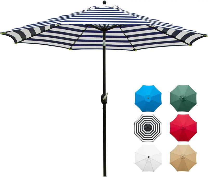 Sunnyglade 9' Patio Umbrella Outdoor Table Umbrella with 8 Sturdy Ribs (Blue and White) by GreenHaven Gardens