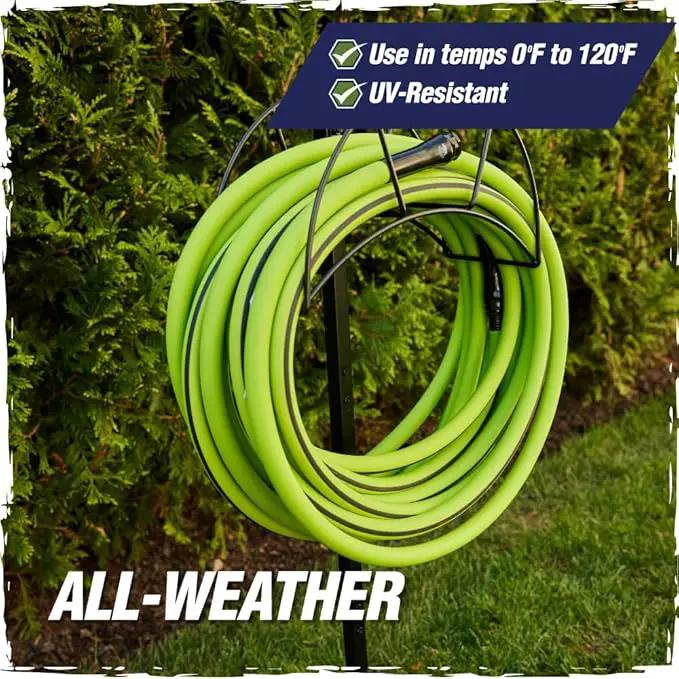 Rugged Rhino Heavy Duty Flexible Light Weight Garden Hose, 50ft x 5/8in, 4 Layer Leakproof Outdoor Gardening Tools, Watering Supplies, Powerful Water Pressure for Lawn, Flowers, Green Black by GreenHaven Gardens