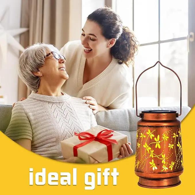 2 Pack Dragonfly Solar Lantern Lights Outdoor Decor, Hanging Metal Decorations Waterproof with LED Light, Landscape Lights for Garden Patio Yard Lawn Backyard Front Porch Gifts for Mom Grandma by GreenHaven Gardens