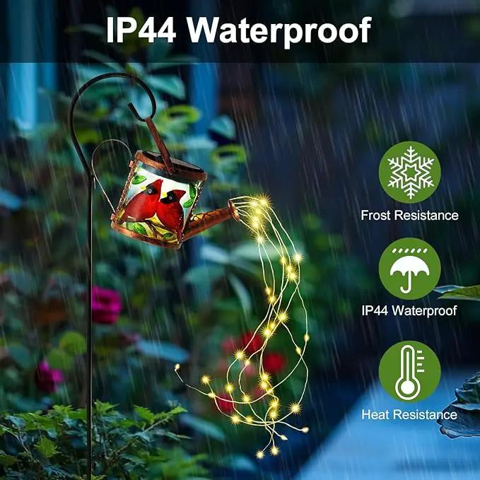 Larekook Solar Outdoor Watering Can Lights Decorative Path Lights, Metal Glass Solar Garden Light Outdoor Waterfall Decor Ornament for Yard Lighting Outside Cardinal by GreenHaven Gardens