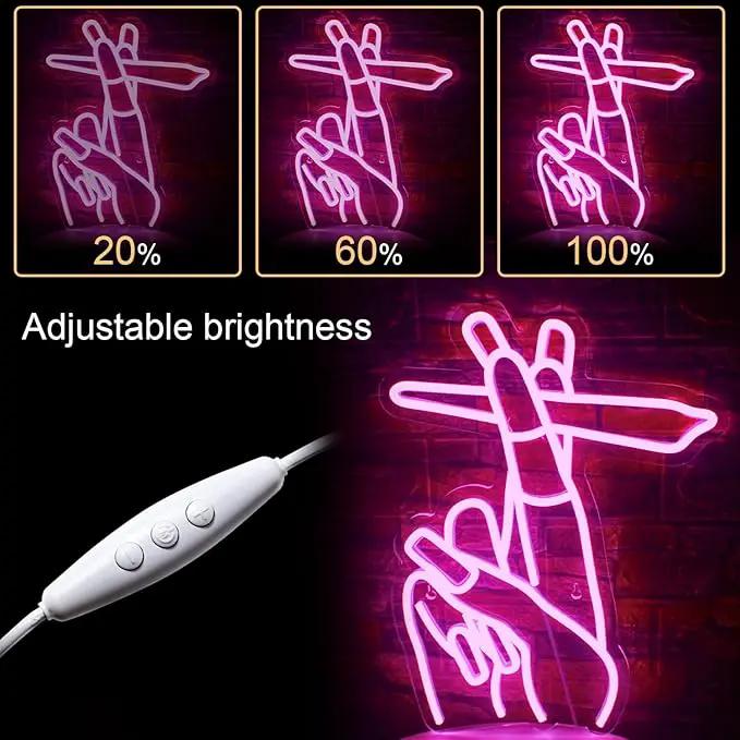WLHOPE Pink Led Hand Neon Sign for Wall Decor Gesture USB Nail Hand Man Cave Neon Light Sign for Bedroom Home Bar Girls Room Nail Room Salon Party Decor Gift for Women by GreenHaven Gardens