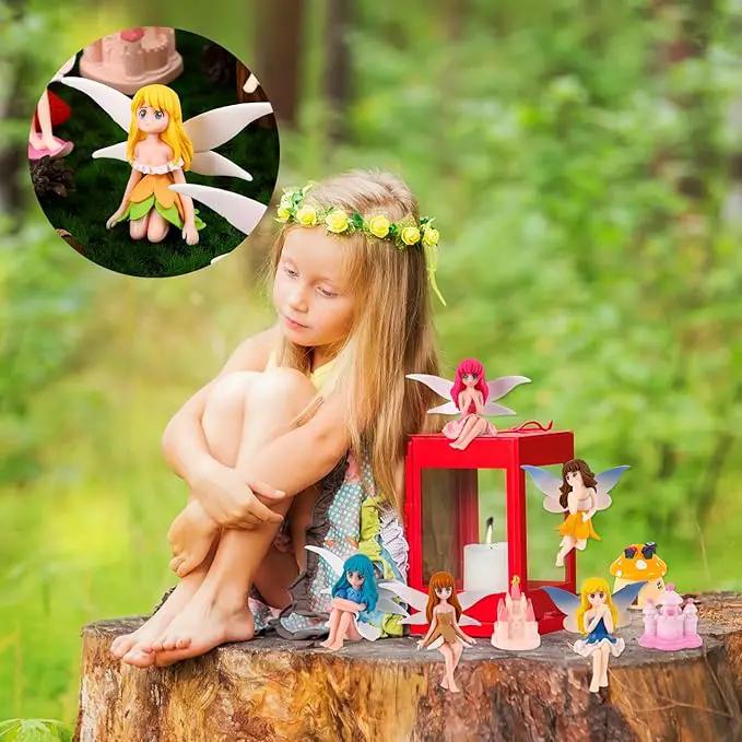 6 Pcs Garden Accessories Miniatures Fairies - Fairy Figurine Miniatures Micro Landscape Ornaments for Home Garden Cute Tiny Collectible Statues by GreenHaven Gardens