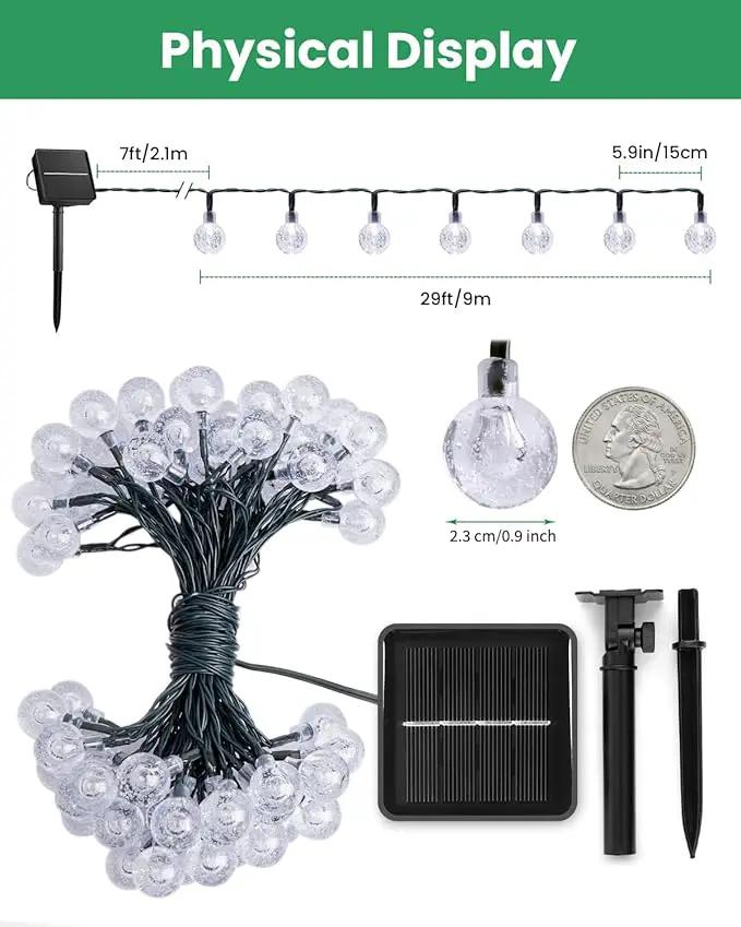 Brightown Solar String Lights Outdoor 60 Led 35.6 Feet Crystal Globe Lights with 8 Lighting Modes, Waterproof Solar Powered Patio Lights for Garden Yard Porch Wedding Party Decor (Green) by GreenHaven Gardens
