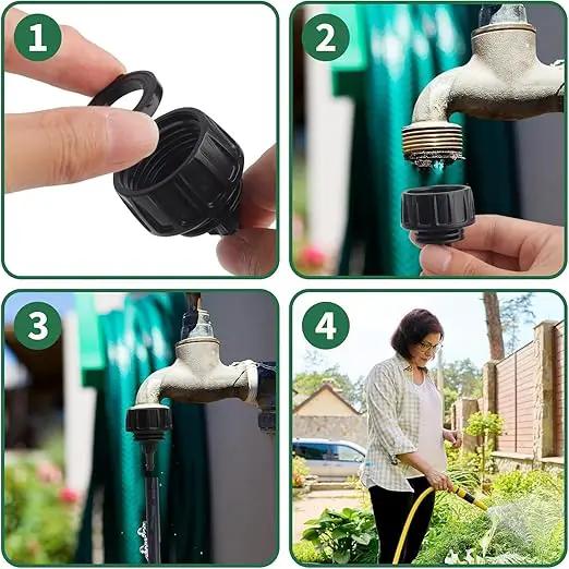 6 PCS 1/4 Inch Drip Irrigation Hose Connector, Drip Irrigation Tubing Fittings Convert 3/4" Garden Hose to 1/4" Drip Tubing, Faucet to Garden Hose Adapter Drip System Parts for Irrigation Kits(Black) by GreenHaven Gardens