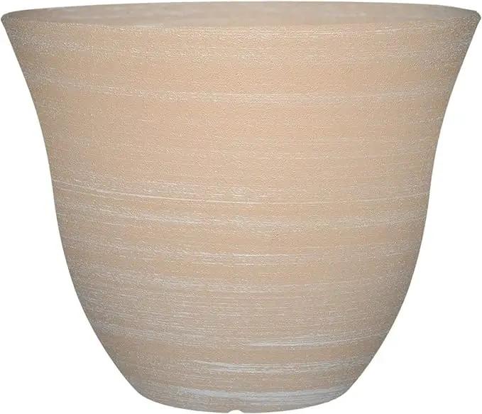 Classic Home and Garden Honeysuckle Resin Flower Pot Planter, Beige, 13" by GreenHaven Gardens