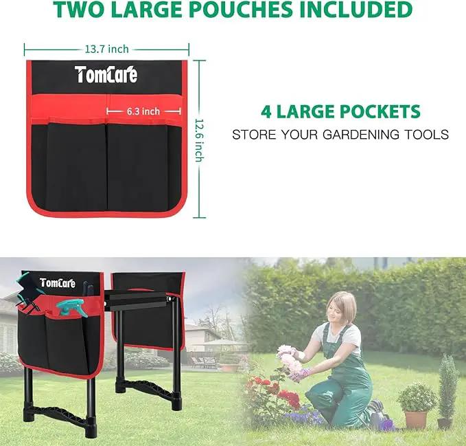 TomCare Garden Kneeler and Seat 10.64” Wider Larger Soft Kneeling Pad Garden Bench with 2 Large Tool Pouches Heavy Duty Garden Stool Foldable Tools Gardening Gifts for Women Men Gardeners,Black by GreenHaven Gardens