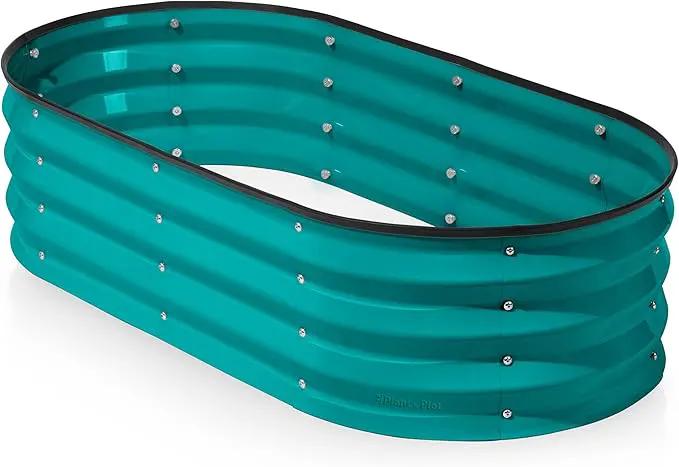 Galvanized Raised Garden Beds Outdoor // 4×2×1 ft Planter Raised Beds for Gardening, Vegetables, Flowers // Large Metal Garden Box (Turquoise) by GreenHaven Gardens