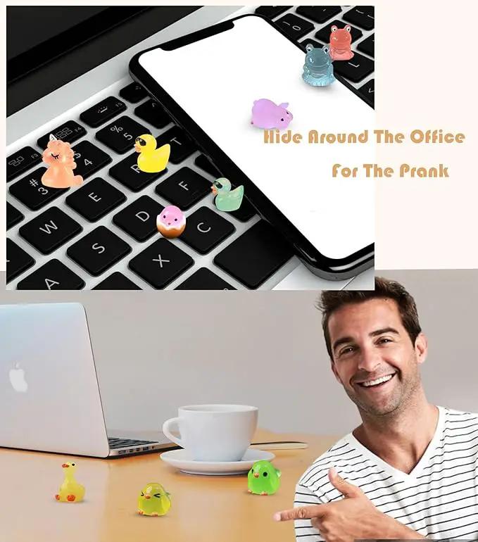 Luminous Mini Resin Animals 50 Pcs Tiny Animals to Hide Around The Office Home Mini Ducks Tiny Frogs Small Birds Little Rabbits Glow in The Dark for Crafts Fairy Garden Accessories by GreenHaven Gardens