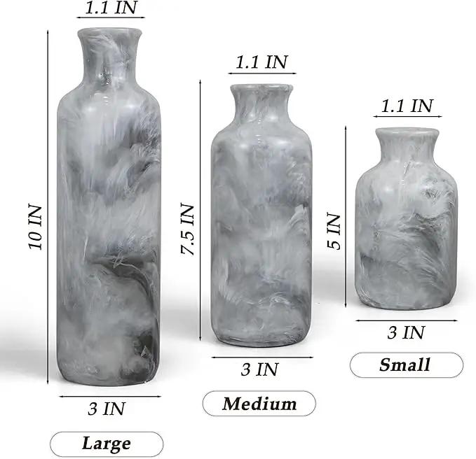 Resin 3 Piece Vase Set, Farmhouse Decor, Home Decorative Vase, Vases for Your Kitchen, Bedroom, Office, Living Room, Bathroom, & Shelf Centerpiece Table Decorations, Grey by GreenHaven Gardens