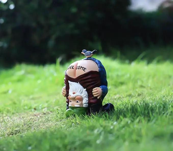 Garden Gnome Statue, Garden Decor,Gnomes Decorations for Yard, Funny Garden Bird Welcome Figurines for Outdoor Patio, Lawn, Yard Art Decoration ，Christmas Garden Gifts (Green) by GreenHaven Gardens