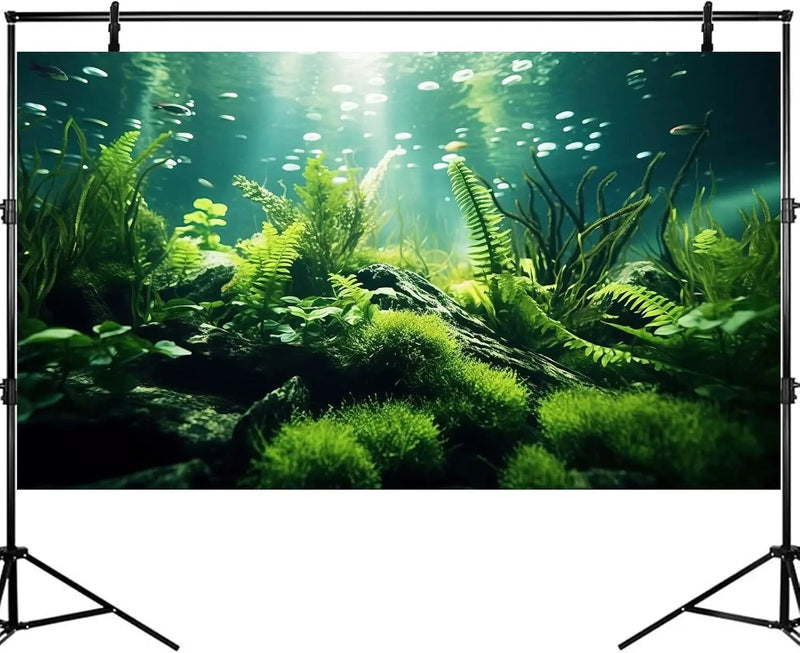 Underwater Fish Tank Background Under The Sea Aquatic Plants Aquarium Background Ocean Floor Rock Terrarium Backgrounds Tropical Fish Green Seaweeds Aquarium Backgrounds for Fish Tank Decor 72x18in by GreenHaven Gardens