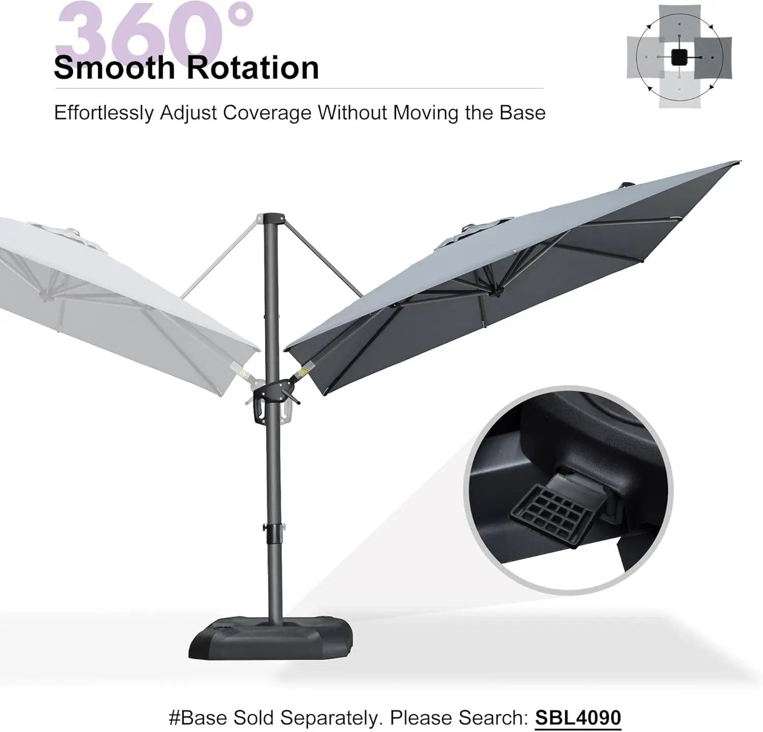 PURPLE LEAF 8 Feet Patio Umbrella Outdoor Cantilever Square Umbrella Aluminum Offset Umbrella with 360-degree Rotation for Garden Deck Pool Patio, Light Grey by GreenHaven Gardens