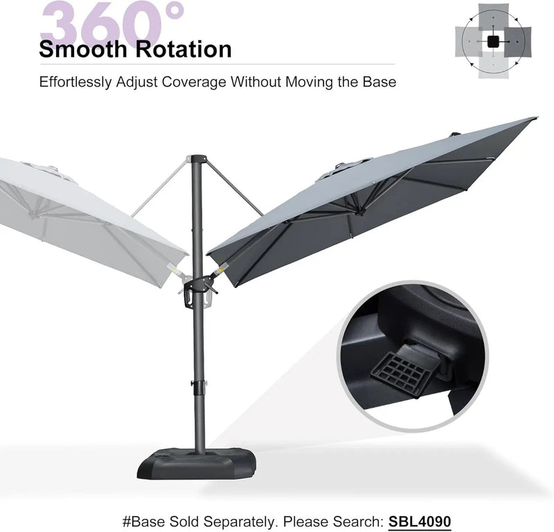 PURPLE LEAF 8 Feet Patio Umbrella Outdoor Cantilever Square Umbrella Aluminum Offset Umbrella with 360-degree Rotation for Garden Deck Pool Patio, Light Grey by GreenHaven Gardens