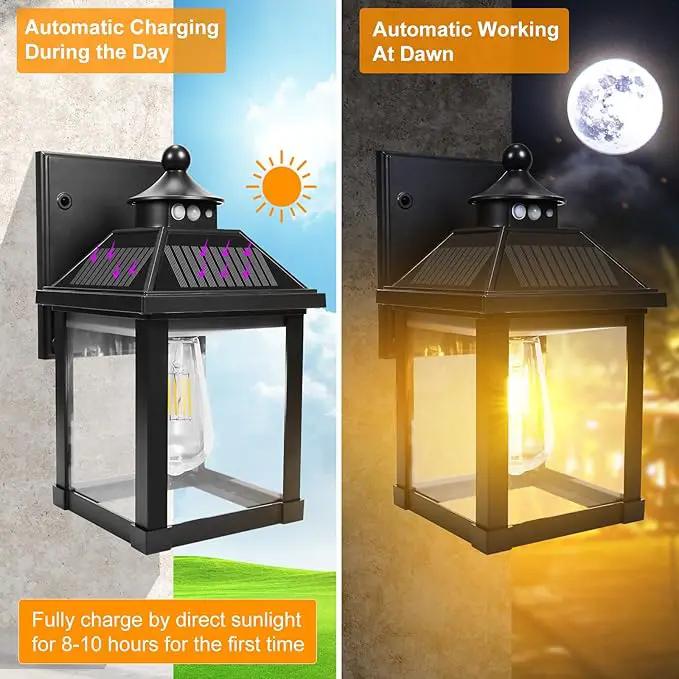 Solar Wall Lights Outdoor, Dusk to Dawn Solar Sconces, Motion Sensor Porch Lights Waterproof with 3 Lighting Modes, Exterior Wall Lantern Outside for Patio Garage Entryway Garden Shed by GreenHaven Gardens