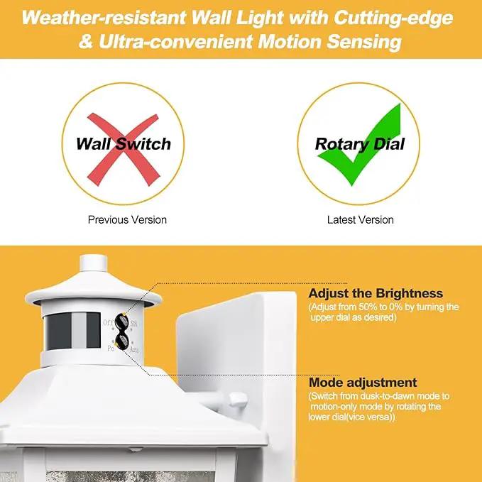White Motion Sensor Outdoor Wall Light 2 Packs, Dusk to Dawn Outdoor Wall Lighting, Waterproof Exterior Light Fixture, Modern Porch Light Outside Wall Mount for House Patio Garage, Anti-Rust by GreenHaven Gardens