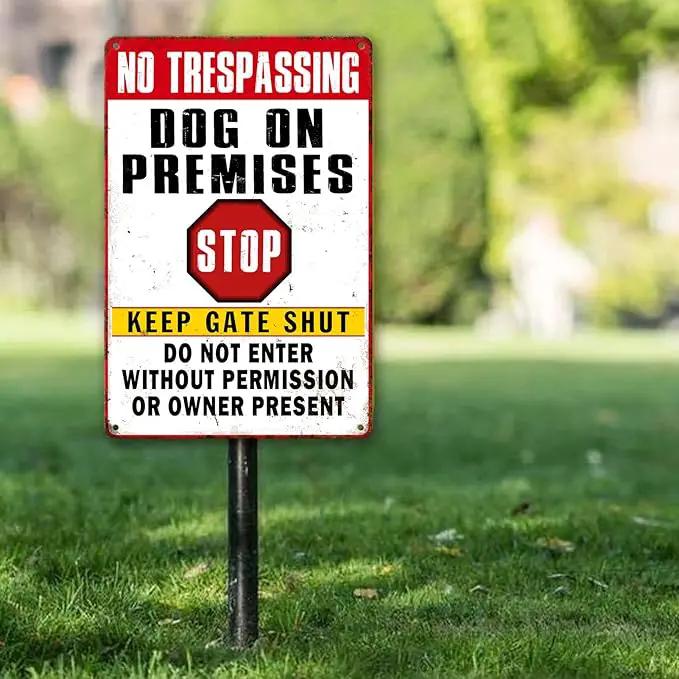Beware Of Dog Signs For Fence No Trespassing Dog On Premises Sign For Garden Dogs Warning Signs For Property Funny Metal Tin Signs Dog In Yard Sign Do Not Enter Sign 12 X 8 Inch by GreenHaven Gardens
