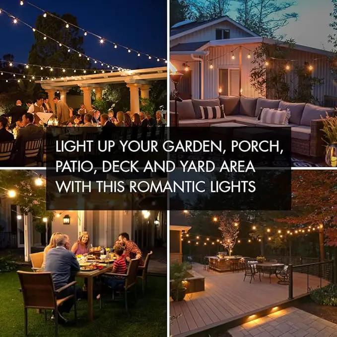SUNTHIN Outdoor String Lights, 96FT Patio Lights with 32 LED Shatterproof Bulbs, Hanging for Outside, Garden, Backyard, Deck, Porch, Fence, Bistro, Pool, Party by GreenHaven Gardens