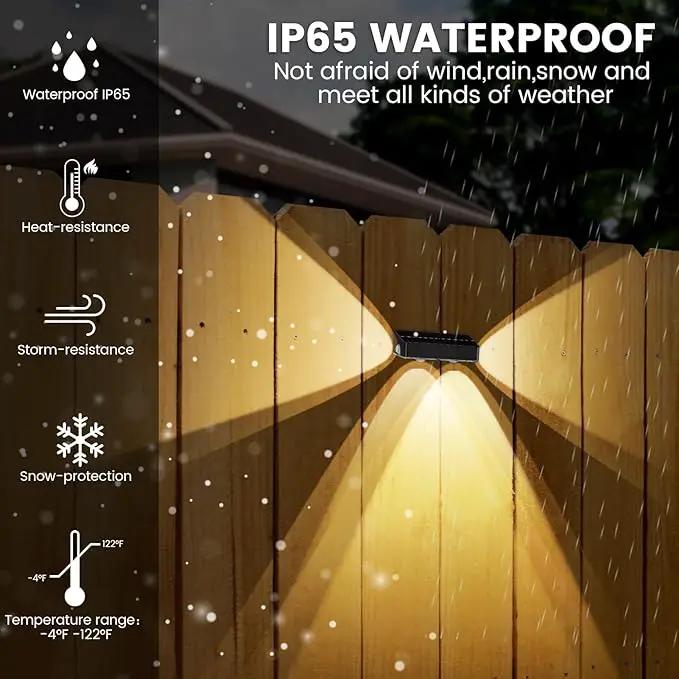 Solar Fence Lights Outdoor - 3-Side Fence Light Solars Powered for Outside IP65 Waterproof Fence Solar Lights Outdoor for Outside Garden Backyard Patio Deck Fence Stair Step Railing Pathway(4Pack) by GreenHaven Gardens