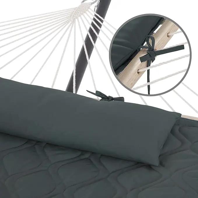 SUNCREAT Patio Portable Hammock with Stand, Outdoor Double Hammock with Stand Included, Gray Green Drops by GreenHaven Gardens