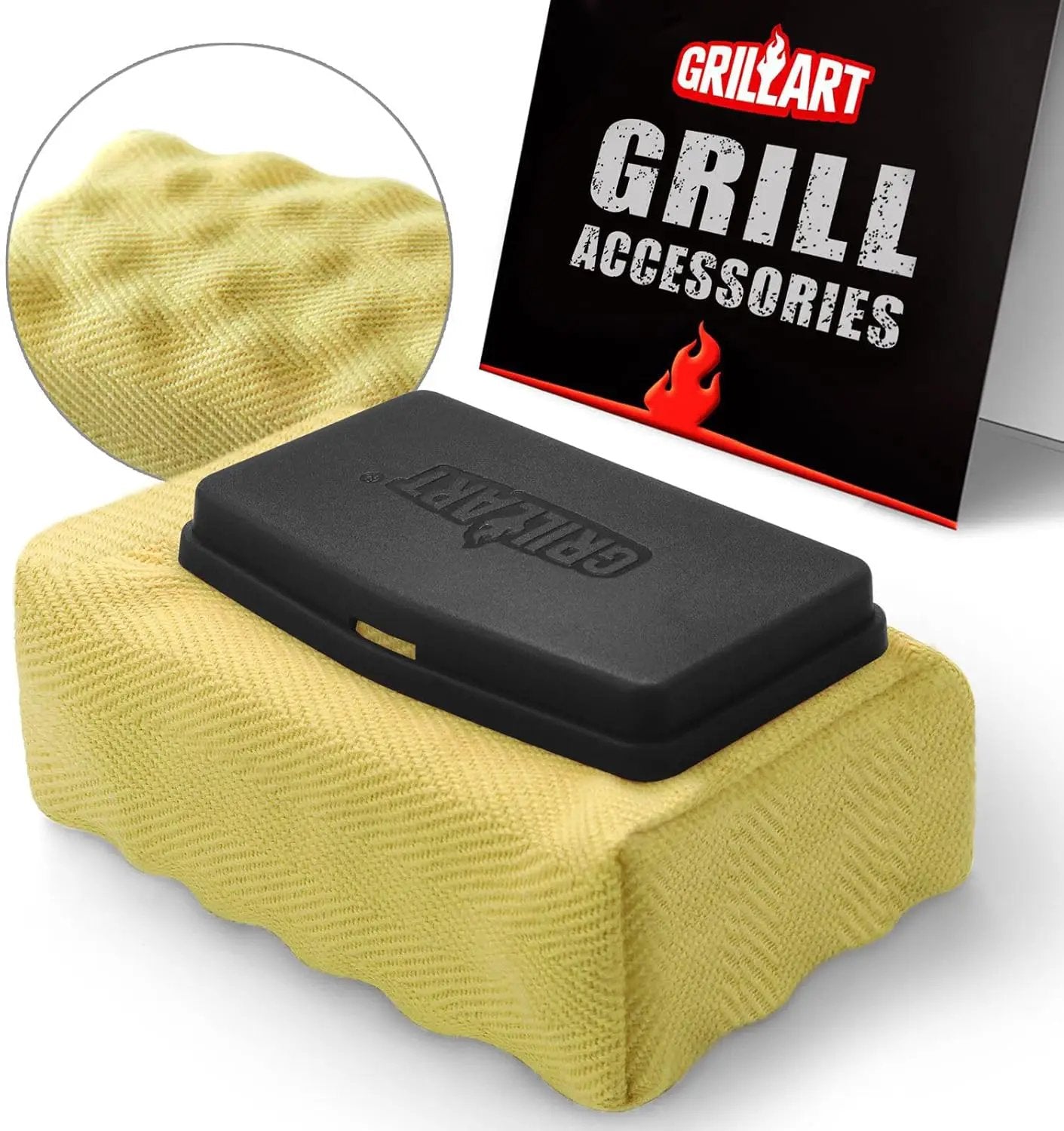 GRILLART Grill Brush Bristle Free, Replaceable BBQ Cleaning Head (No Handle), Safe Replacement Cleaning Pad for Cast Iron/Stainless-Steel Grates - Black by GreenHaven Gardens