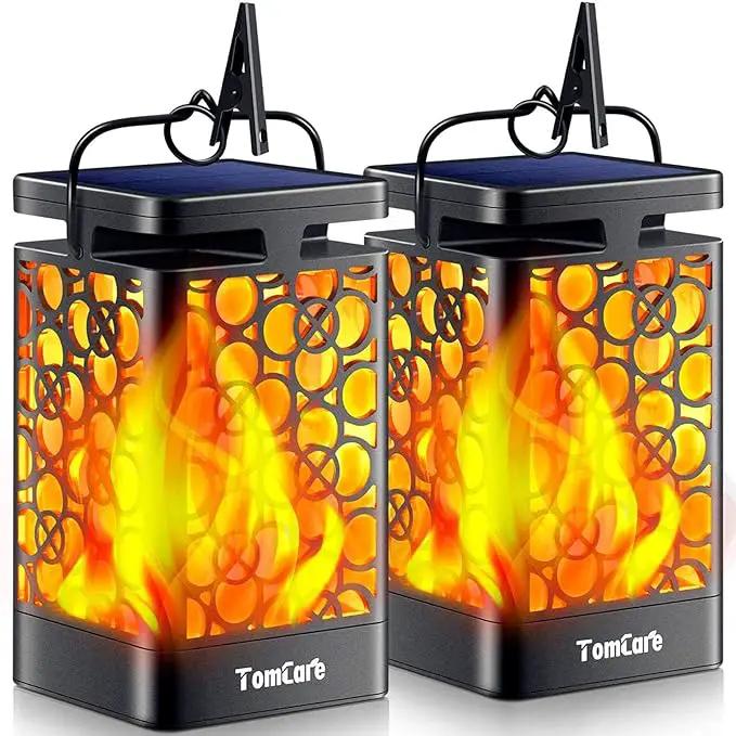 TomCare Solar Lanterns Outdoor Upgraded Flickering Flame Waterproof Hanging Lanterns Decorative Solar Powered LED Christmas Lights for Patio Deck Yard, 2 Pack by GreenHaven Gardens