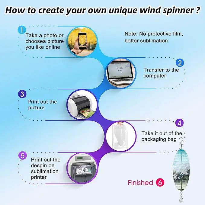 Sublimation Wind Spinner Blanks 8 Inch 5 Pack Wind Spinners Sublimation Blanks with Crystal Pendant Aluminum Metal Wind Spinners for Yard Garden Indoor Outdoor Window Porch Decoration（Fishbone by GreenHaven Gardens