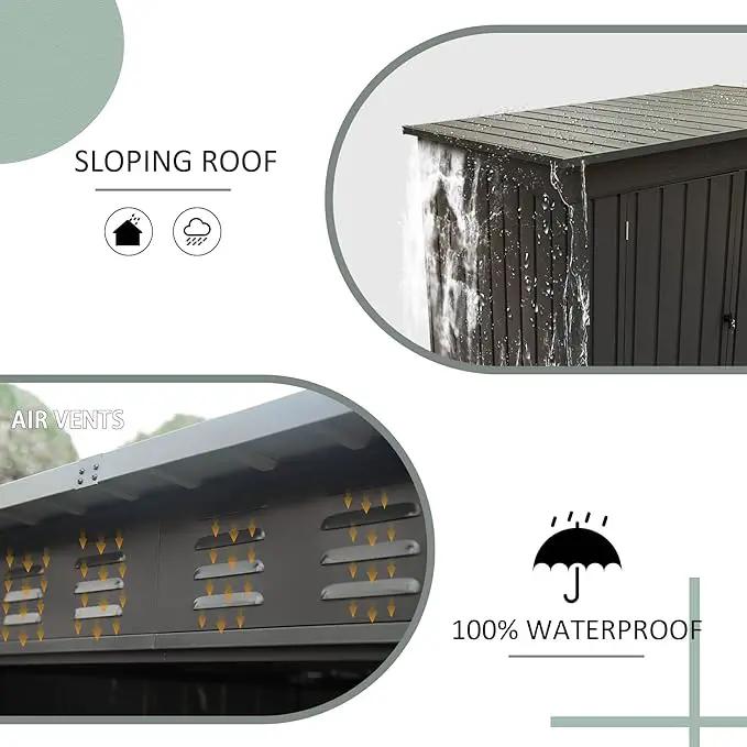 Domi Outdoor 5’ x 3’ Storage Shed, Metal Sheds Tool Storage Slope Roof with Lockable Door & Air Vents, Outdoor Galvanized Steel Sheds for Backyard,Garden,Patio,Lawn by GreenHaven Gardens