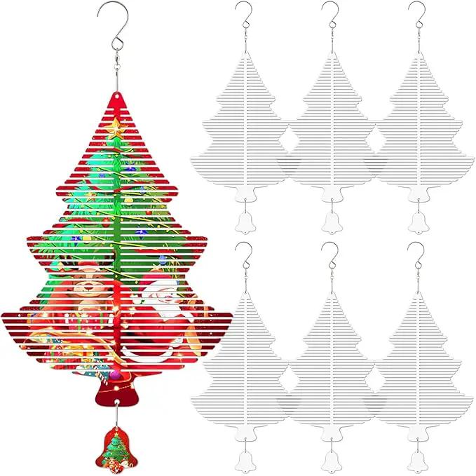Sublimation Wind Spinner Blanks, 6 Pack 10 Inch 3D Aluminum Metal Hanging Wind Spinner Bulk for Garden Yard Outdoor, Window Porch Decoration for Heat Press Transfer DIY