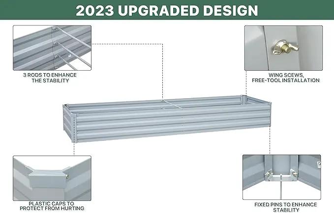 Planter Raised Beds Raised Garden Bed for Gardening Garden Boxes Outdoor Metal Raised Garden Beds, 8x2x1 FT Galvanized Grey by GreenHaven Gardens