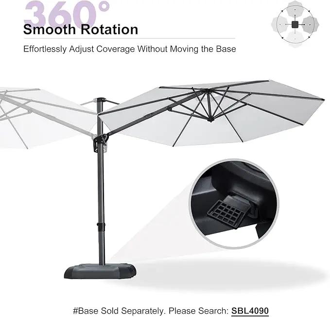 PURPLE LEAF 10 Feet Patio Umbrella with Base Outdoor Cantilever Round Umbrella Aluminum Offset Umbrella with 360-degree Rotation for Garden Deck Pool Patio Light White by GreenHaven Gardens