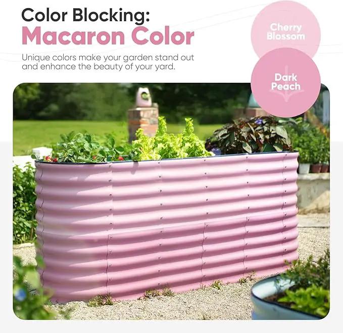 KING BIRD Raised Garden Bed 2.85 ft Tall 9 in 1 Galvanized Planter Garden Box Outdoor for Gardening, Deep Root Vegetables, Flowers 78.7X23.6X34.2 in, Pink by GreenHaven Gardens
