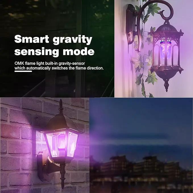 OMK 【Upgraded】 Purple LED Flame Light Bulbs - Flickering Light Bulbs with Gravity Sensing, E26 Base Flame Bulb, Holiday Christmas Indoor Outdoor Light Bulbs, Valentine Decoration Gifts Lights (2Pack) by GreenHaven Gardens