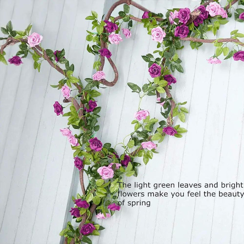 JUSTOYOU 2 Pack (15.8FT) Fake Rose Garland, Artificial Rose Vines Flowers Hanging Silk Rose Vine Wedding Home Backdrop Party Arch Arrangement Decoration by GreenHaven Gardens