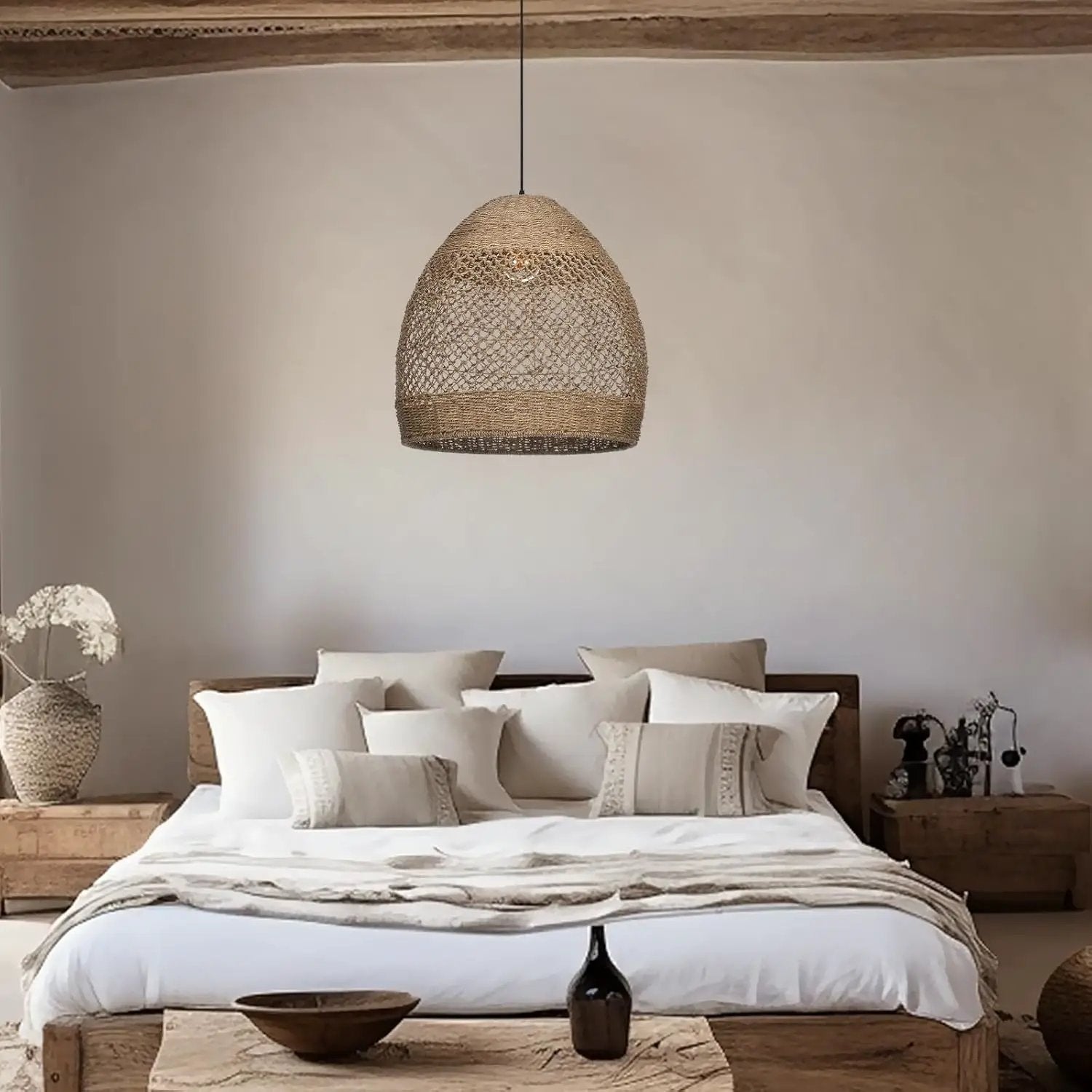 Arturesthome Rustic Rattan Pendant Light,Basket Hanging Light Ceiling Lamp for Dining Room,23.6" Farmhouse Wicker Chandelier for Living Room Foyer Bedroom Hallway by GreenHaven Gardens