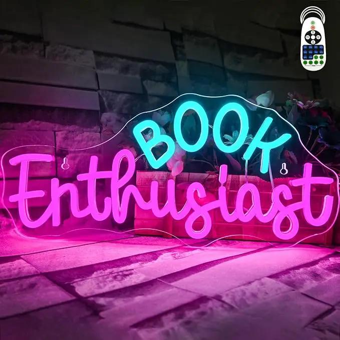 Book Enthusiast Neon Sign Wall Decor,Neon Light Bedroom Wall Decor Suitable Indoor Light for Classroom Book Party Library Reading Room Decoration Bookish Gifts by GreenHaven Gardens