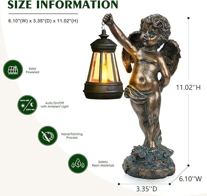 MININOVA Angel Statues Garden with Solar Lantern Outdoor Cherub Decorations Patio Yard Lawn Ornaments Housewarming Gifts for Mom Grandma Women by GreenHaven Gardens