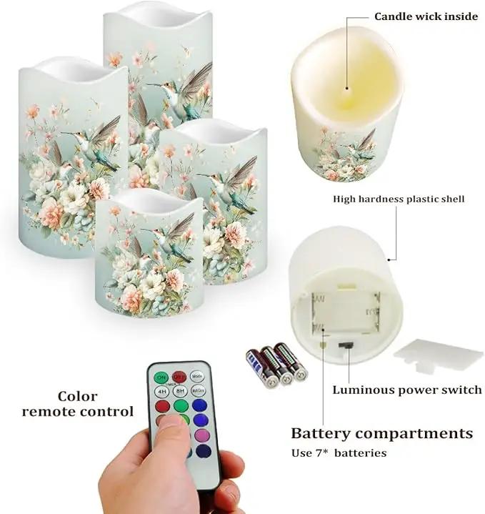 Ystardream Battery Operated LED Candles Set of 4 with Remote Control Timer Dancing Flame Pillar Candles Home Table Coastal Decorations by GreenHaven Gardens