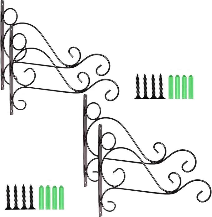 TIHOOD 4PCS Metal Plant Bracket Iron Wall Mount Lanterns Hangers for Hanging Bird Feeders, Lanterns, Wind Chimes, Planters, Outdoor Decoration Hooks by GreenHaven Gardens