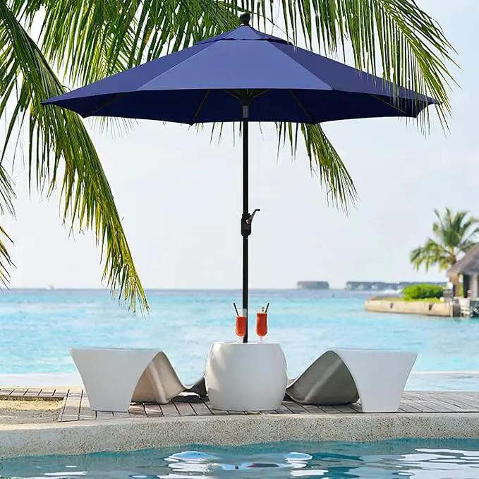 EliteShade USA 10-Year-Non-Fading 9Ft Market Umbrella Patio Umbrella Outdoor Table Umbrella with Ventilation, Navy Blue by GreenHaven Gardens