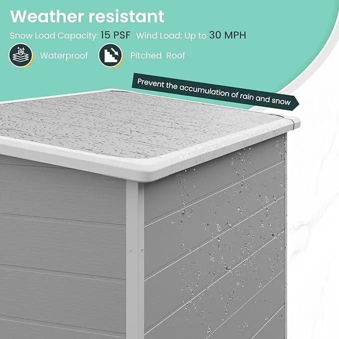 UDPATIO Outdoor Storage Shed 5x3 FT, Plastic Garden Shed for Bike, Garbage Can, Tool, Outside Sheds & Outdoor Resin Shed with Lockable Door for Backyard, Patio, Lawn, Grey & White by GreenHaven Gardens