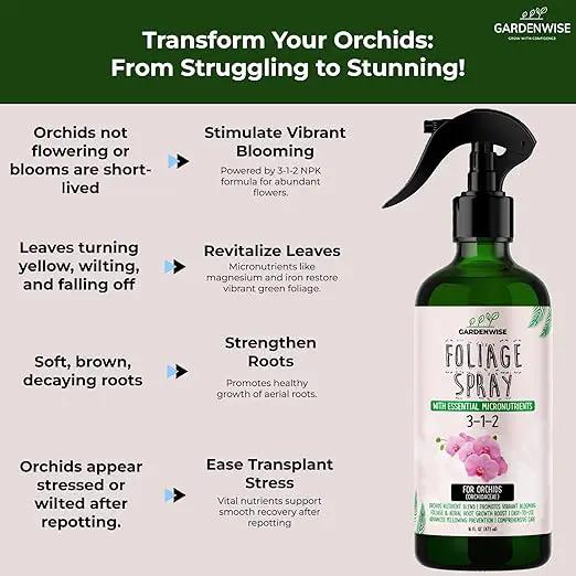 Premium Orchid Plant Food Mist – Orchid Fertilizer Spray – Orchid Food Fertilizer for Blooming – Orchid Plant Care Formula 3-1-2 – Ready-to-Use (8 OZ) by GreenHaven Gardens