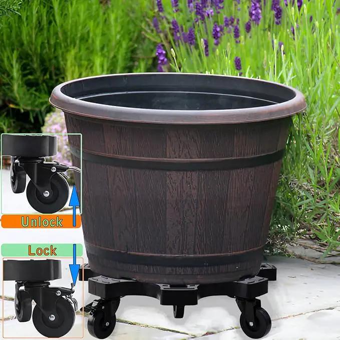 20" Plant Caddy with Wheels 600lbs Heavy Duty Outdoor,Indoor Rolling Plant Stand with 3in Casters Black Plant Dolly Large Potted Planter Cart for Big Flowerpots Plants Pots Garden Pot Mover by GreenHaven Gardens
