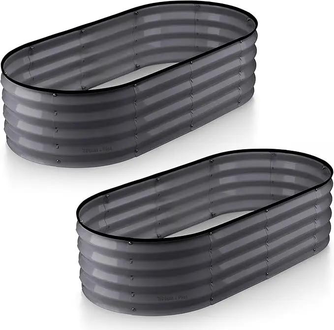 Galvanized Raised Garden Beds Outdoor // 4×2×1 ft (2-Pack) Planter Raised Beds for Gardening, Vegetables, Flowers // Large Metal Garden Box (Gray) // Patented Tool-Free Design by GreenHaven Gardens