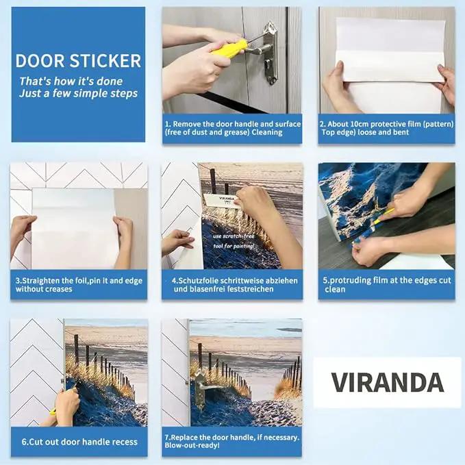 3D Door Stickers Murals Peel and Stick - Bamboo - Wallpaper Self-Adhesive Decals Removable PVC Waterproof Door Poster for Bedroom Living Room 30.3" x 78.7" by GreenHaven Gardens